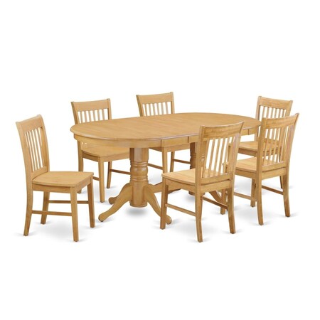 East West Furniture Kitchen Table & 6 Dining Room Chairs, Oak VANO7-OAK-W